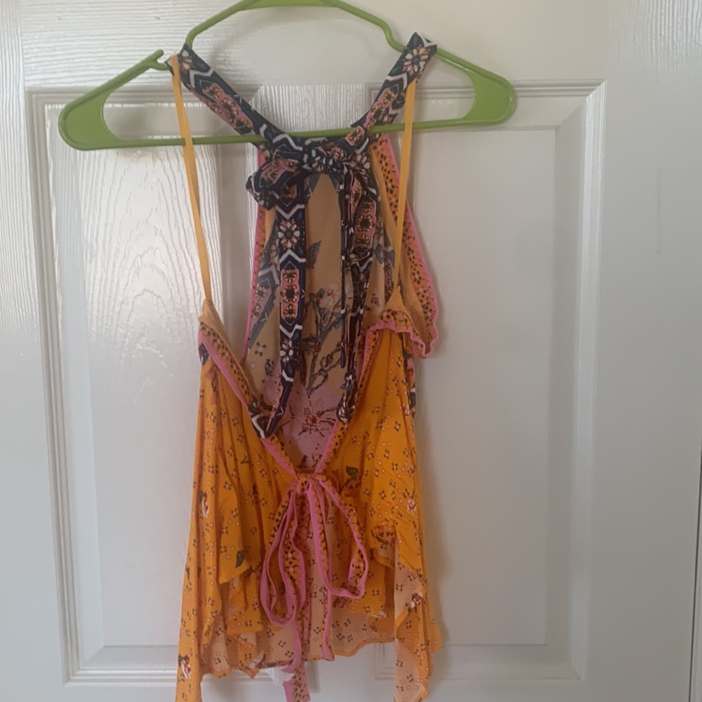 Free People Floral Print Tank Top - Orange and Pink - Picture 4 of 4